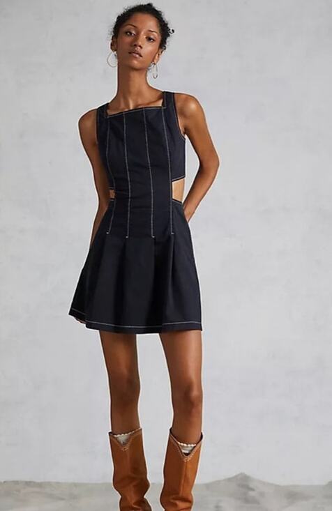 Maeve by Anthropologie Dresses & Skirts - Maeve Anthropologie Contrast Stitched Mini Dress Black Cutout Fit Flare US 10